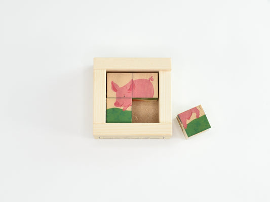AF 六面体パズル 4pcs ミニアニマル ナチュラル